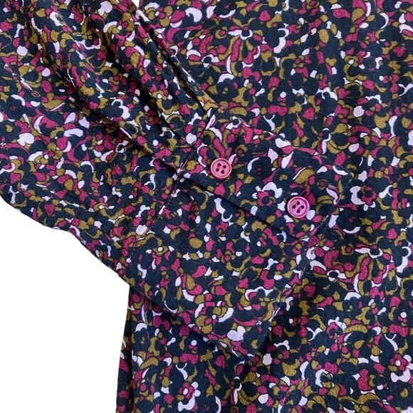 & Other Stories Sz 8 Micro Floral Midi Shirt Dress Moody Floral Print Button-up - Picture 11 of 16